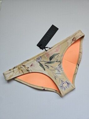 TRIANGL Beige Gold Floral Print Neoprene Bikini Bottoms